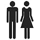 PATIKIL 4.7 Bad Zeichen 1 Paare Männer Frauen Toilette Zeichen Selbstklebend Toilette Tür Dekor Aufkleber für Büro Business Schwarz