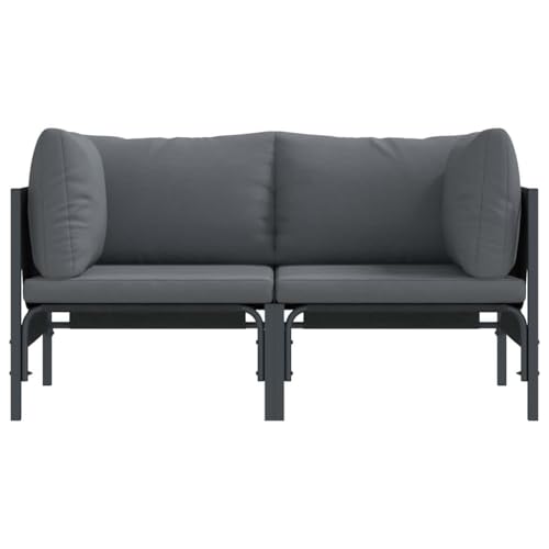 Canapé d'angle de jardin modulable 160x80 cm extérieur avec coussins - 6