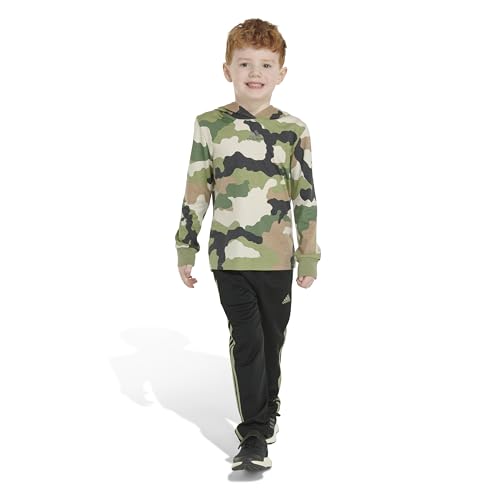 adidas Boys Long Sleeve Camo Fleece Hooded Pullover Set3