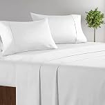 Soft&Rich Luxurious 800 Thread Count Italian Finish 100% Egyptian Cotton 4-Piece Queen Bed Sheets, Fits Mattress Up to 19 inches Deep Pocket Sheet Set, Solid Pattern ( Color - White, Size - Queen)
