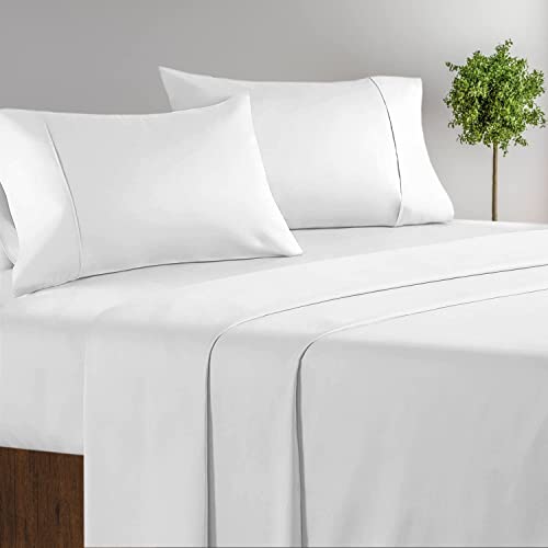 Luxury 800 Thread Count Queen Size Sheets - Hotel White Sateen We...