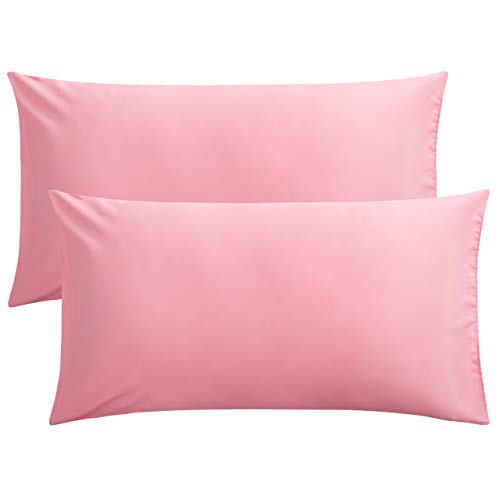 FLXXIE 2 Pack Microfiber King Pillow Cases, 1800 Super Soft Pillowcases with Envelope Closure, Wrinkle, Fade and Stain Resistant Pillow Covers, 20x36, Pink