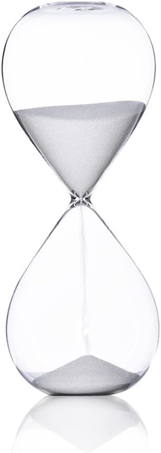 Falytemow Hourglass Sand Timer Glass Sand Timer Egg Hourglass for Kitchen Brushing Teeth School Teaching (White, 60 Minutes)