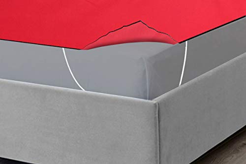Image of The Furnishing Tree Mattress Protector / Waterproof Bedsheet Size WxL 36x78 inches Single Bed One unit Polyester Red