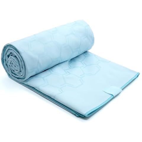 Eunzel Yoga Towel for Hot Yoga,Non-Slip Double Sided Silicone Grip Towel Absorbent Microfiber Towel for Hot Yoga, Vinyasa and Power 26.5"x72", Blue Cover
