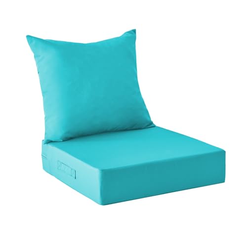 Image of IPYNBAP Outdoor Cushions for Patio Furniture,Outdoor Seat Cushion Set 24 x 24 x 5.75 Inch,Waterproof & Fade Resistant Outdoor Chair Cushions,Deep Patio Chair Cushion with Removable Cover,Teal