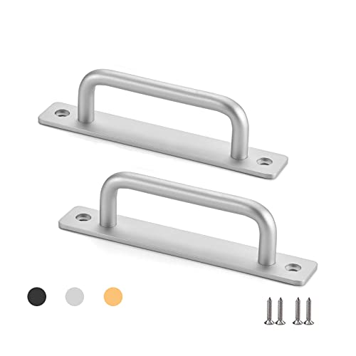 ZhenSFlourish 2 Poignée Porte Coulissante, Poignee Avec Vis, Poignee de Porte Exterieur Espacement des Trous 130mm, Pour Poignée de Tirage, Poignées de Placard, Argenté Cover