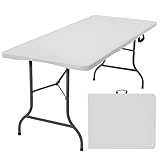 Rainberg 6ft Heavy Duty Folding Table, Tabletop & Sturdy Metal Frame, Foldable Table with Handle, Waterproof, Portable, & Easy Assembly, Ideal for Parties, BBQ, Camping, Beach, Indoor & Outdoor Use