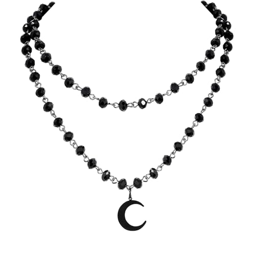 Moguri® Collier Gothique Boho Y2k - Lune, Étoile, Soleil, Halloween, Bijoux de Noël - Cadeau...