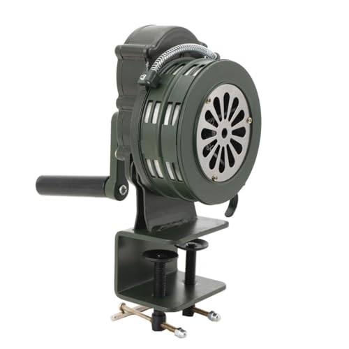 SUDEG Hand Crank Siren Horn Portable 110dB Manual Operated Metal Alarm Air Raid Emergency Safety Alarm for Schools Troops Alarming ,LK-100B Green