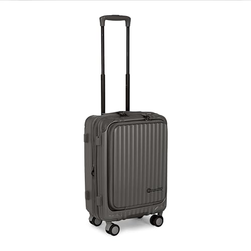 Image of SWISS MILITARY Polycarbonate Summit 360 Rotatable 8 Wheels 60cm Hard Trolley Luggage, Anti Theft Zip, TSA Lock, 15.6 inch Laptop Compartment, Expandable Storage Suitcase & Dust Cover Free Small Grey 62L
