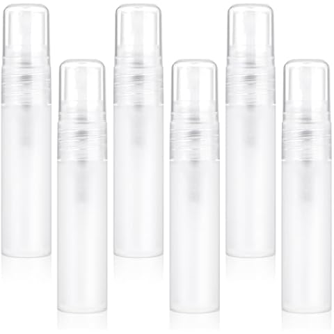 Molain 6 Pack Mini Portable Spray Bottle, 5ml Refillable Frosted Perfume Bottle Fine Mist Travel Empty Bottle Container Essential Oil Perfume Makeup Remover Dispenser for Travel and Outing Cleaning Cover