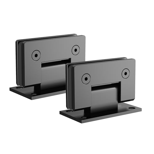 Bathlink Matte Black 90 Degree Glass Shower Door Hinges, Heavy Duty Stainless Steel, 2 PCS for 1/4