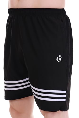 Image of BLUE STAR SHARK Athletic Sports Shorts for Men with Zip Pockets and Elastic Waistband Quick Dry Lightweight Activewear.