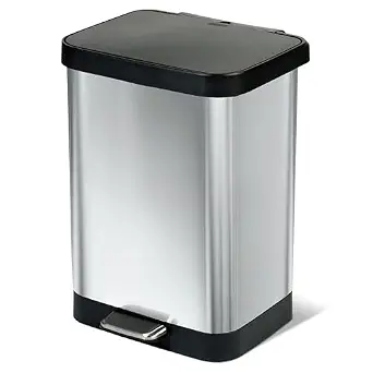 Glad Stainless Steel Trash Can with Clorox Odor Protection, 13 Gallon