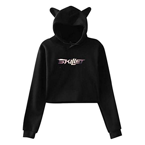 Preisvergleich Produktbild Qeely Kapuzenpullover Skillet Womens Casual Langarm Cat Ear Sweater Schwarz