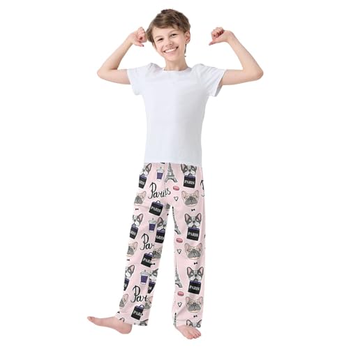 Boys' Pants Cute Dog Paris Long Bottoms Jogger Pants Elastic Waist Trousers with Pockets S-XL2