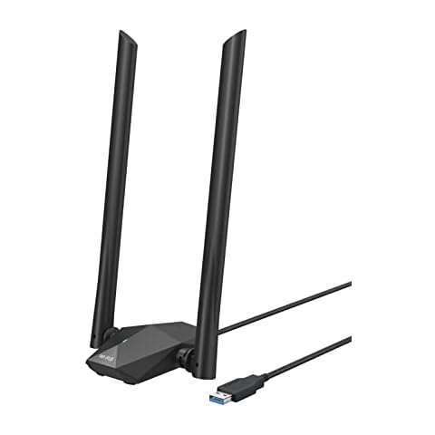 BrosTrend USB WiFi 6 Dongle Long Range 1800Mbps, AX1800 USB WiFi Dongle for PC, Dual Band 5GHz/1201Mbps + 2.4GHz/574Mbps, USB3.0 WiFi Adapter, 2x High Gain Wi-Fi Antennas, for Windows 10 / 11 Only Cover