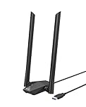 BrosTrend USB WiFi 6 Dongle Long Range 1800Mbps, AX1800 USB WiFi Dongle for PC, Dual Band 5GHz/1201Mbps + 2.4GHz/574Mbps, USB3.0 WiFi Adapter, 2x High Gain Wi-Fi Antennas, for Windows 10/11 Only