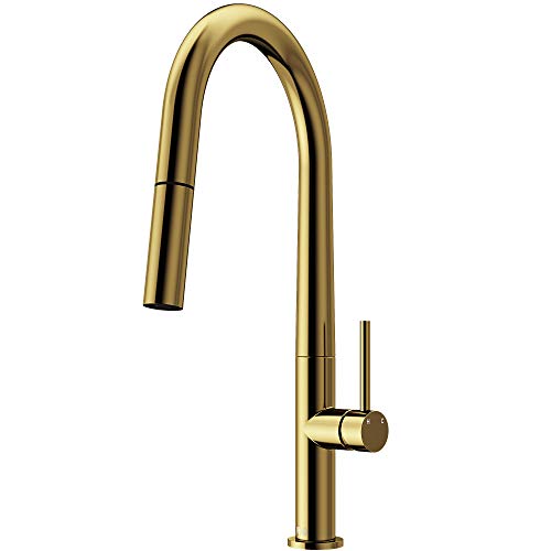 VIGO Greenwich 18'' H Single Handle Pull-Down Sprayer Kitchen Faucet in Matte Brushed Gold-VG02029MG