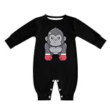 [STEBVI] ロンパース かわいい ゴリラ ベビー服 長袖 カバーオール 女の子 男の子 赤ちゃん服 前開き パジャマ 新生児 幼児 かわいい 肌着 柔らかい 部屋着 寝間着 出産祝い プレゼント 12-18M