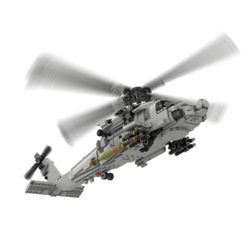 Maqueta de helicóptero militar con bloques de construcción y torre de asalto 3