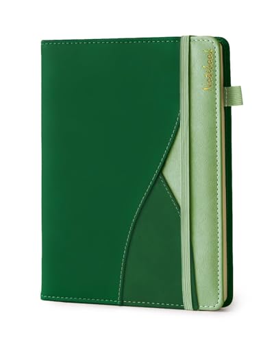 Carnet de notes ligné B5 couverture rigide cuir végétalien vert