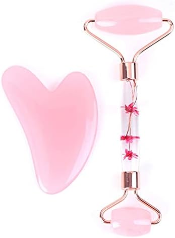 Sharvgun Handmade Facial Massage Roller Guasha Scraping Board Set Double Heads Jade Stone Face Lift Body Slim Neck Thin Lift Massage Tool