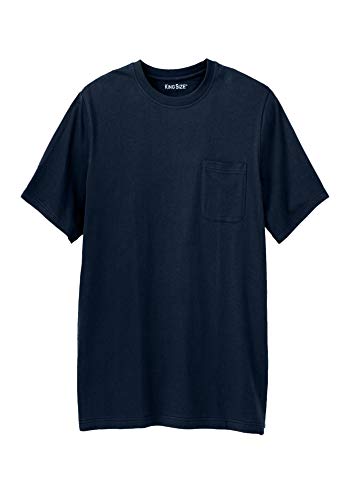 Kingsize Men's Big & Tall Shrink-Less™ Lightweight Longer-Length Crewneck Pocket T-Shirt - Tall - 2Xl, Navy Blue #TOP29