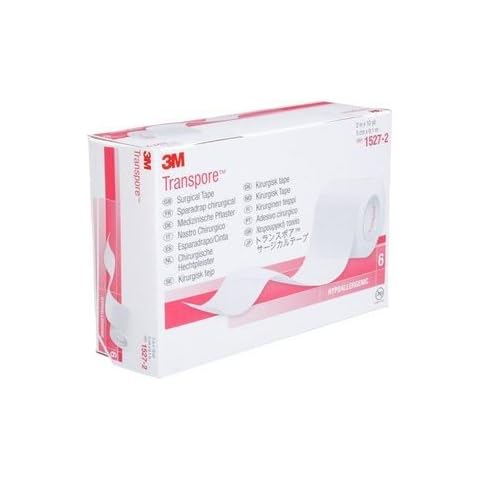 3M Transpore Surgical Tape, Hypoallergenic, Transparent, 5cm x 9.1m, Pack of 6 Cover