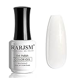RARJSM Milky White Gel Nail Polish with Glitter Gold Shimmer Pigment Jelly Cream White Nude Gel Polish Neutral Color 15ml Sparkle Natural Color Soak off UV LED Cured for Home Salon DIY Nail Art