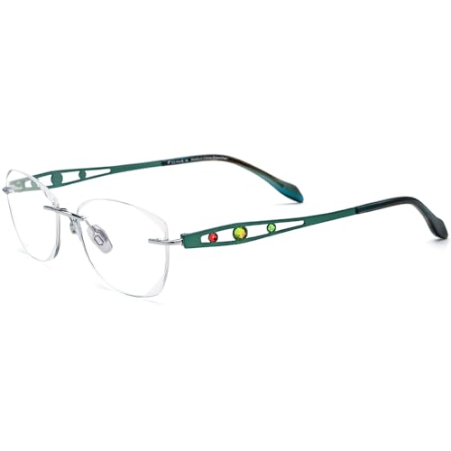 Image of FONEX Titanium Glasses Frame,Rimless Frameless Luxury Diamond Optical Eyeglasses for Women