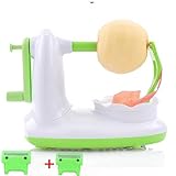 Mode d'emploi : Fixez la pomme sur le support de l'éplucheur. Poussez doucement la poignée pour la déplacer le long de la tête de coupe afin de terminer l'épluchage. Après utilisation, rincer la tête sous l'eau.
