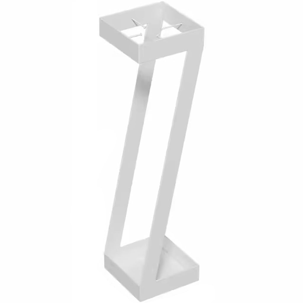 Porte-parapluie en Z avec bac de drainage anti-gouttes blanc