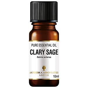 Clary Sage, Pure Essential Oil. In a 10ml Amber Glass Dropper Bottle