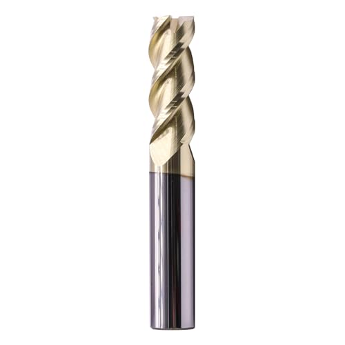 Image of 3 /8 inch 3 Flute 45 Solid Carbide Square End Mill for Aluminum, ZrN Coated | 45 Helix, 3 /8 inch Cutting Dia, 3 /8 inch Shank Dia, 1 inch Length of Cut, 2-1 /2 inch Overall Length, for Milling Aluminum and Copper