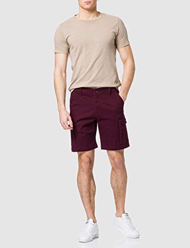 MERAKI Pantaloncini Cargo Uomo, Rosso (bordeaux), 36, Label: 36