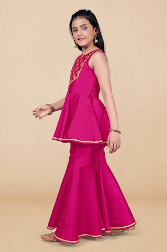Image of Fashion Dream Girls Cotton Blend Printed Salwar Suit Set|Kids Kurta & Dhoti|Ethnic Wear|Sharara Set