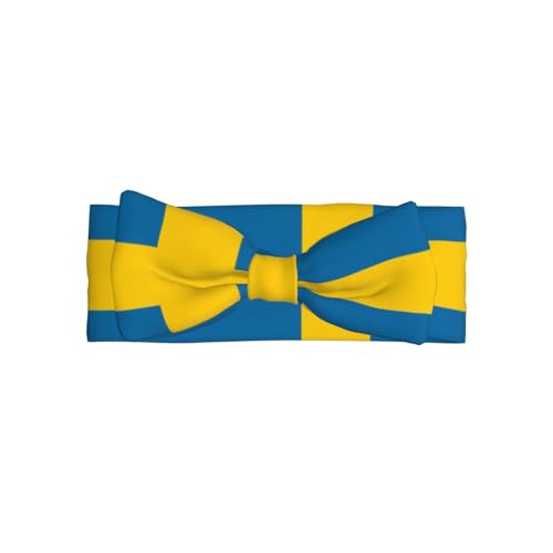 Swedish flag Baby Bow Headband. Comfortable baby headband, suitable for daily wear and photo props.