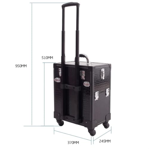 Makeup Artist Nail Art Suitcase Folding Retro Large Suitcase Wheeled Travel Rolling Hand Luggage Trolley Case (Color : A, Size : 370 * 245 * 510mm) (A 370 * 245 * 510mm)2