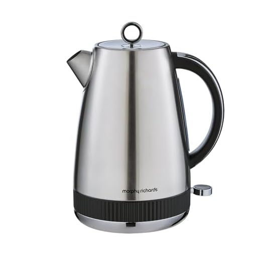 Morphy Richards Mexborough 1.7L Kettle, Stainless Steel, 3K Rapid Boil, 360 Base, Anti-Lime Scale Filter, Boil Dry Protection, Illuminated On/Off Switch, Water Window, Ring Pull, Black Trim, 102901