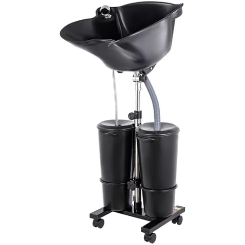 Portable Shampoo Bowl with Electric Pump & 2 Buckets, Commercial and Personal Use Hair Washing Sink with 4 Wheels, Height & Angle Adjustable Mobile Salon Shampoo Sink for Beauty Salon,Spa,Barber Shop Cover