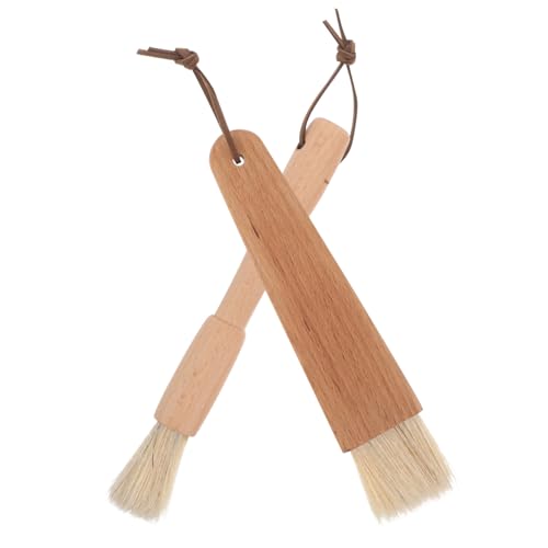 LIOOBO Wooden Handle Bbq Basting Brush Set 2-pcs Bristle Brush for Butter Oil Sauce Application Perfect for Outdoor Grillings