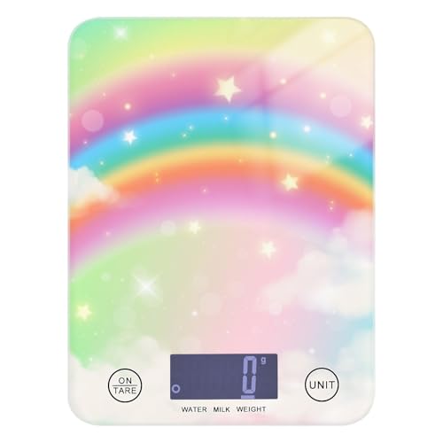 Rainbow Colorful Starry Mystery - Báscula bariátrica de alimentos de viaje de 11 libras/1 onzas, 5 kg/5 g, báscula de peso portátil de cocina digital con 4 unidades para especias, jabón, pérdida de