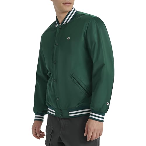 Image of Champion Men's Logo Striped-trim Varsity Jacket