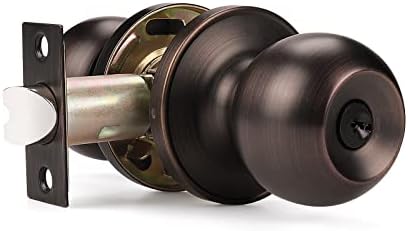 knobelite（1 Pack Entry Door Knob for Exterior Door,Oil Rubbed Bronze Door Lock Handle,Keyed Entry Door Lock/Ball Door knobs with Lock and Key,Entrance Knob[Lock with 3 Keys] for Office or Front Door