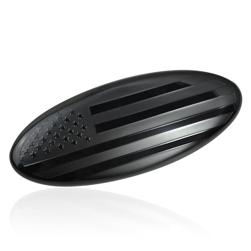 Image of 9 Inch American Flag Badge, Front Grill Rear Tailgate Oval Emblem fit for F150 04-14 F250 F350 05-07 Expedition 07-14 Ranger 06-11 Edge 11-14 Explorer 11-16(Black)