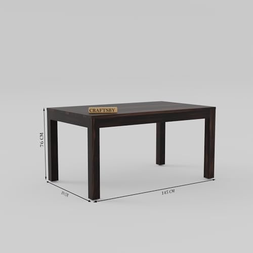 Image of 57 Inch Length Solid Sheesham Wood 6 Seater Dining Table Set | Six Seater Dinner Table with 6 Grey Cushions High Chairs| Dinning Table Set 6 Seater For Living Room|Table & Chair,Walnut Finish