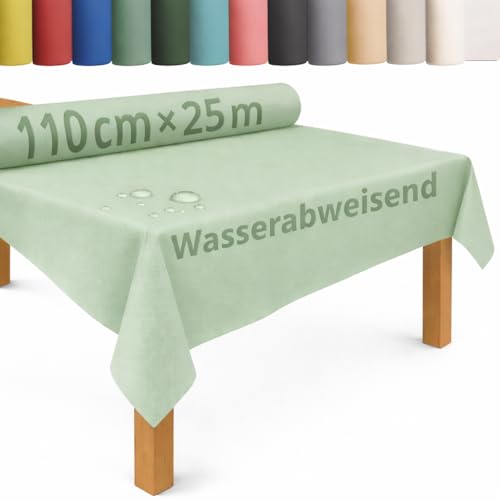 DecoHomeTextil Nappe Rouleau Rouleau de Nappe intissé Tissu intissé Sauge 1,1 x 25 m 50 g/m² Lavable déperlante