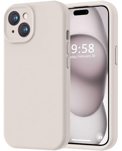 Image of LOVE 3000 Compatible with iPhone 15 Case, [Smooth Silicone Full Coverage Camera] [8ft Drop Protection], Soft Microfiber Lining Full Body Protective Case for iPhone 15 6.1 inch - Stone